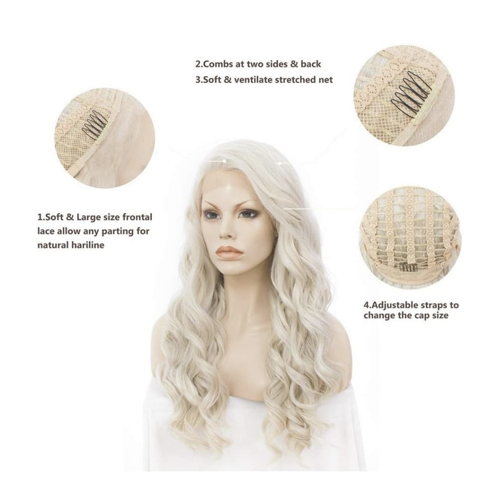 Blonde Wavy Lace Front Wig - Thumbnail 4