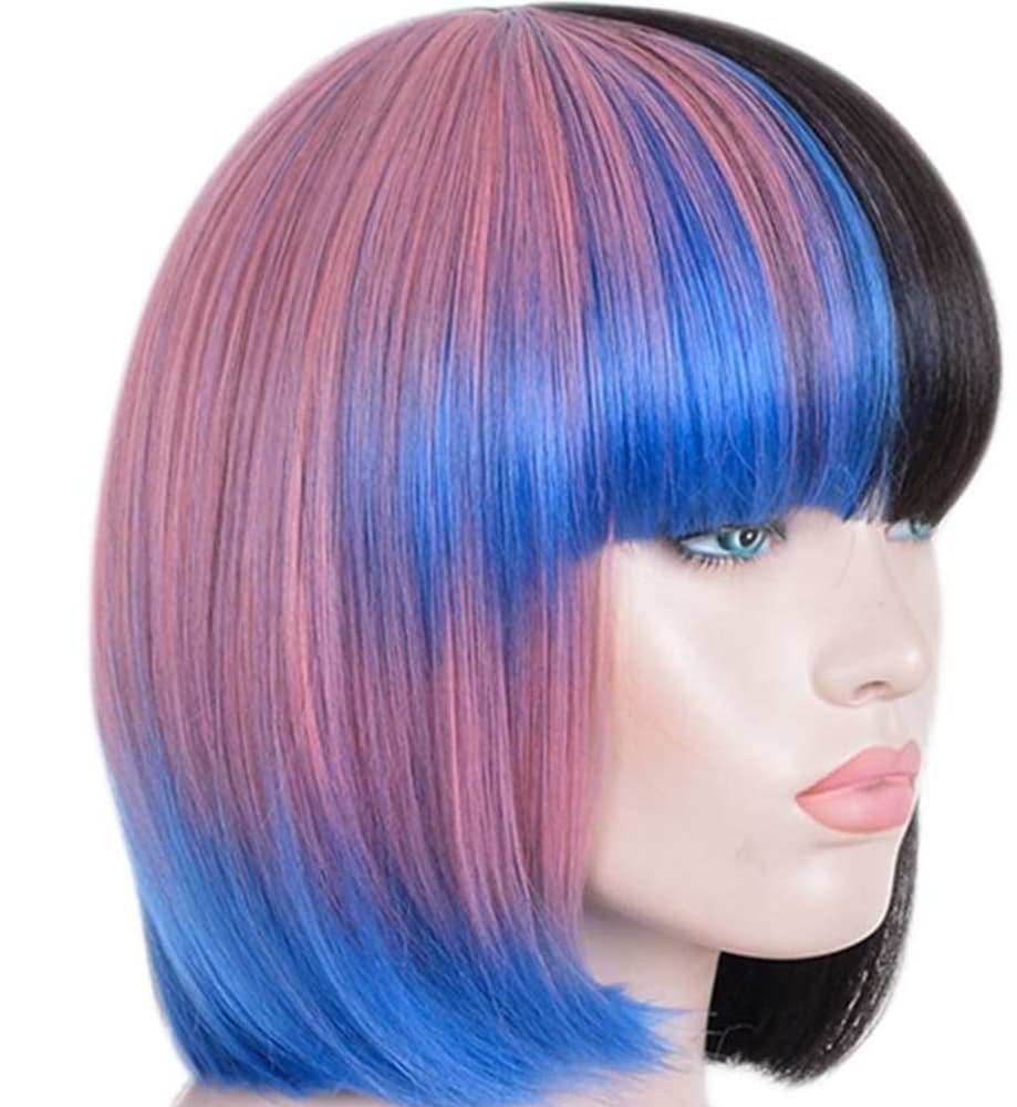 Pink Blue Black Bob Wig - Thumbnail 6