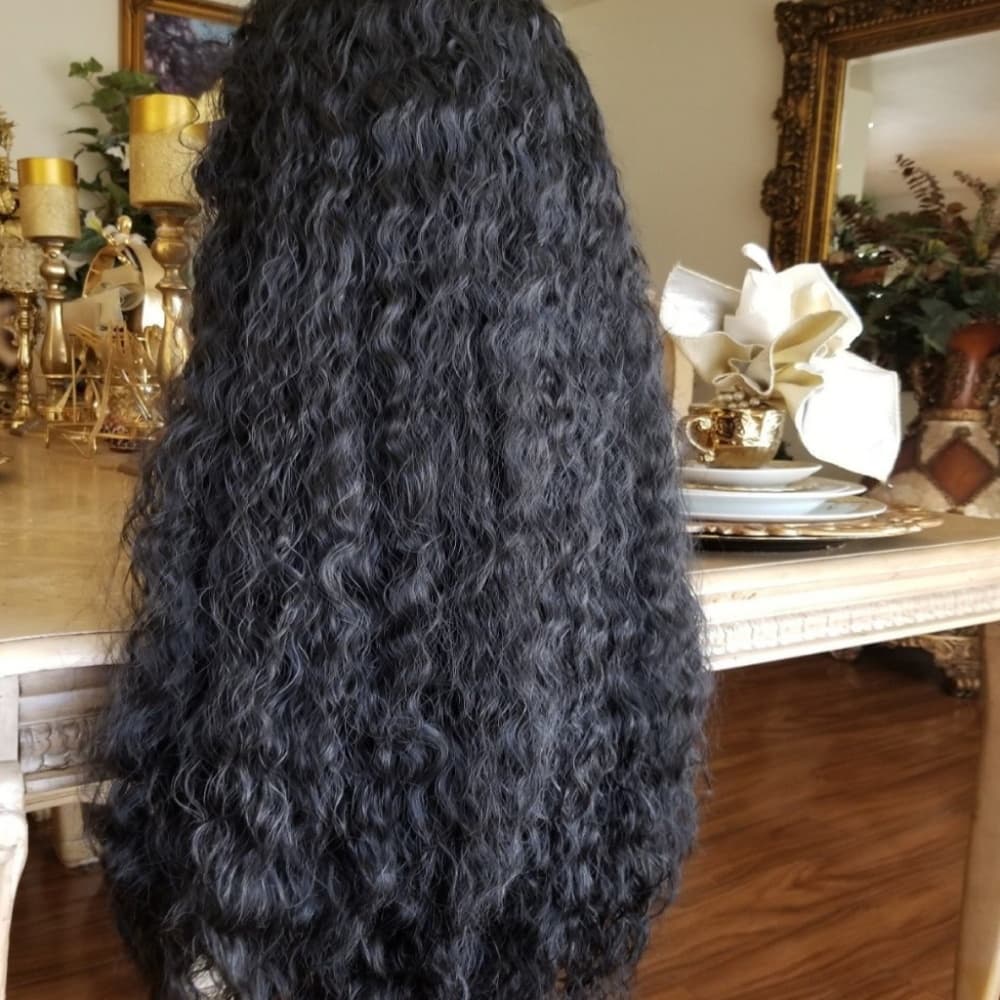 Curly Human Hair Blend Lace Front Wig 30 inches - Thumbnail 2