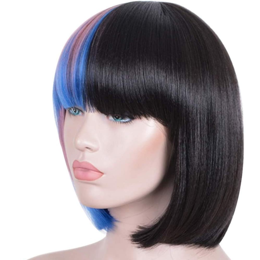 Pink Blue Black Bob Wig - Thumbnail 2