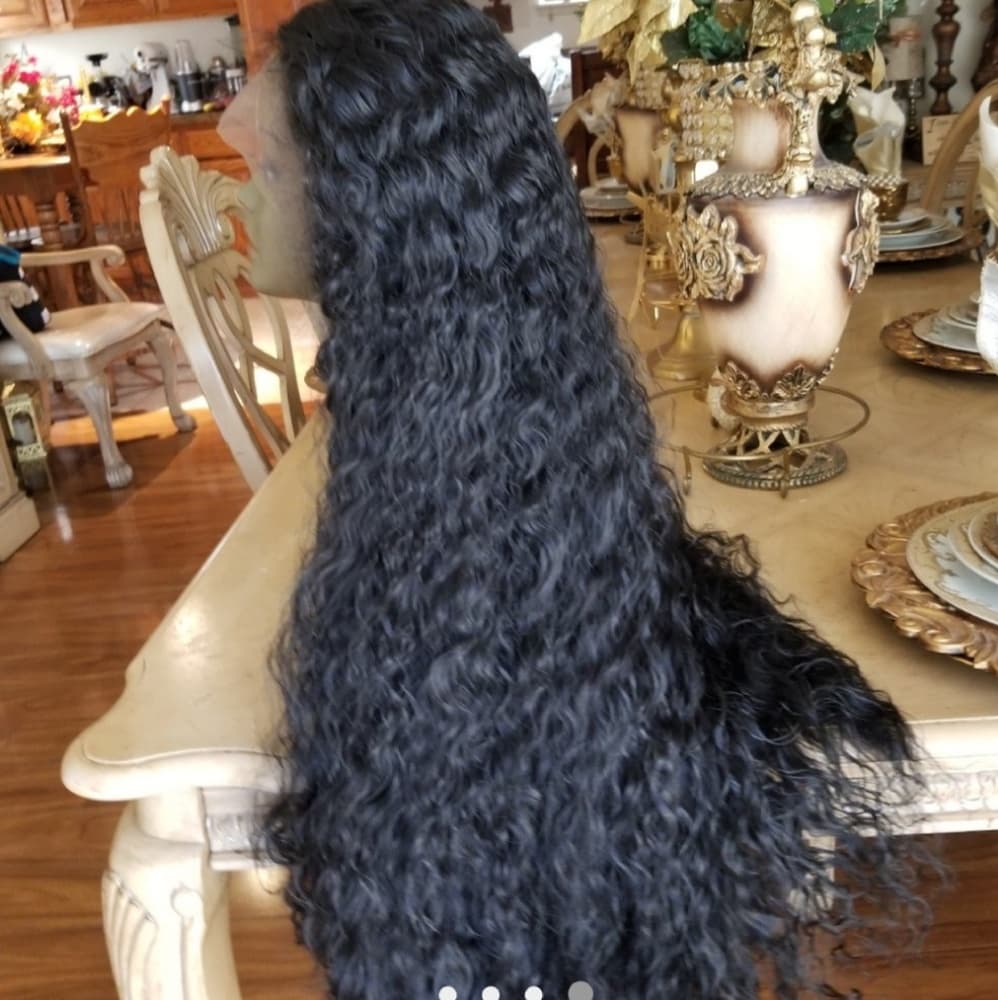 Curly Human Hair Blend Lace Front Wig 30 inches - Thumbnail 3