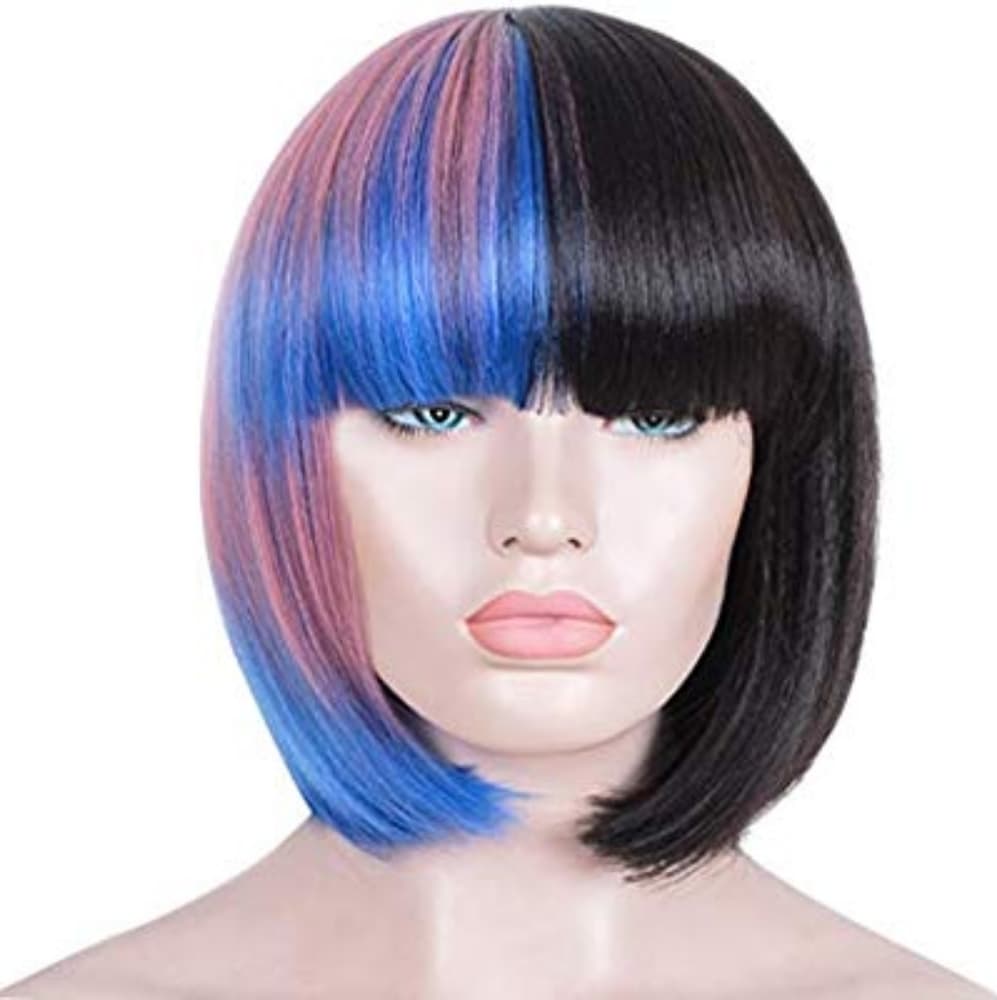 Pink Blue Black Bob Wig - Thumbnail 7