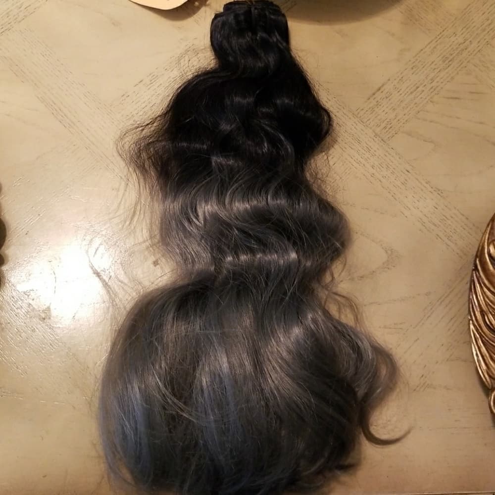 Brazilian Quality Black Gray Full Head Clip in - Thumbnail 6
