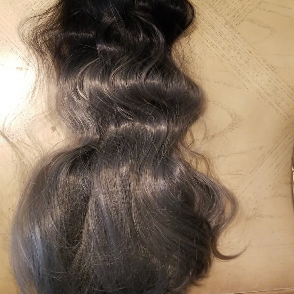 Brazilian Quality Black Gray Full Head Clip in - Thumbnail 2
