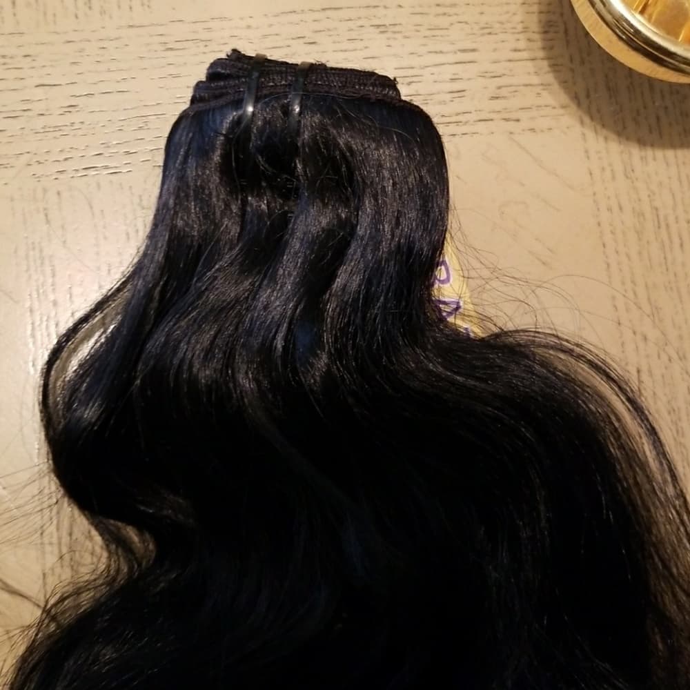 Brazilian Quality Black Gray Full Head Clip in - Thumbnail 5