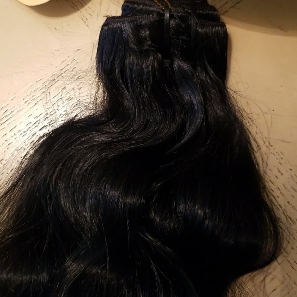 Brazilian Quality Black Gray Full Head Clip in