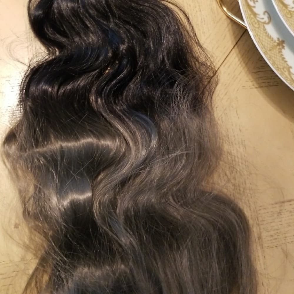 Brazilian Quality Black Gray Full Head Clip in - Thumbnail 4