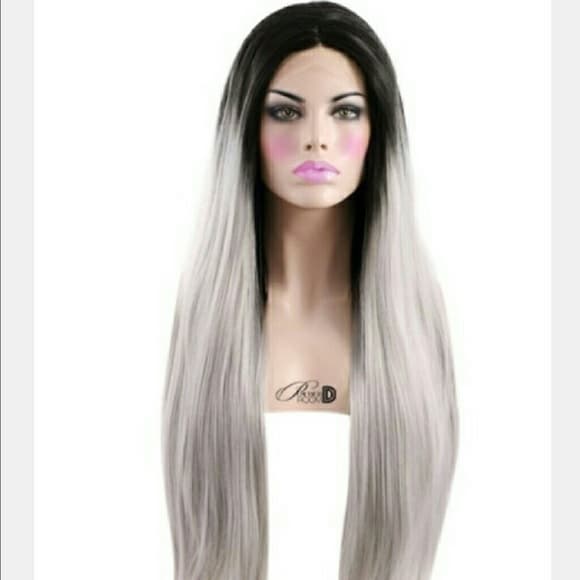 Silver Black Beauty Long and Straight Wig!!