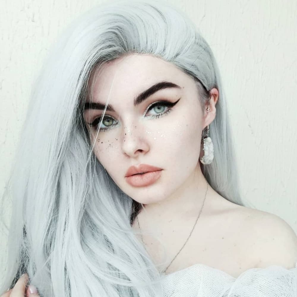 Silver Light Gray Beauty Lace Front Wig - Thumbnail 2