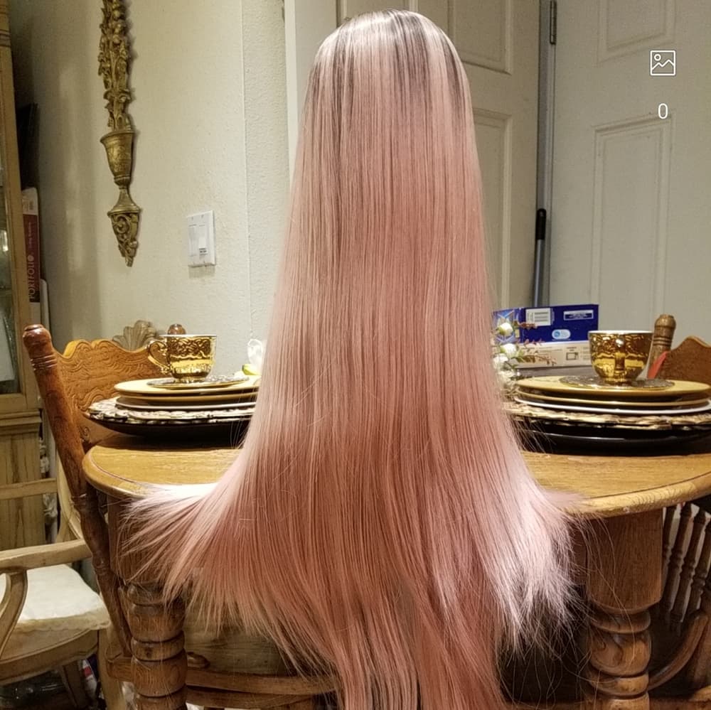 Ombre Pink Lace Front Wig - Thumbnail 4