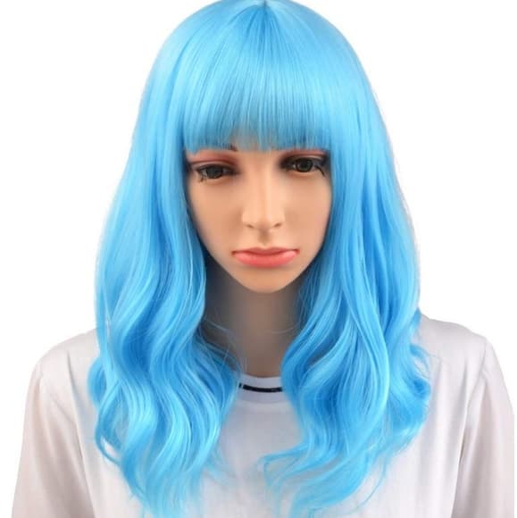 Blue Beauty with Bangs Full Wig - Thumbnail 6