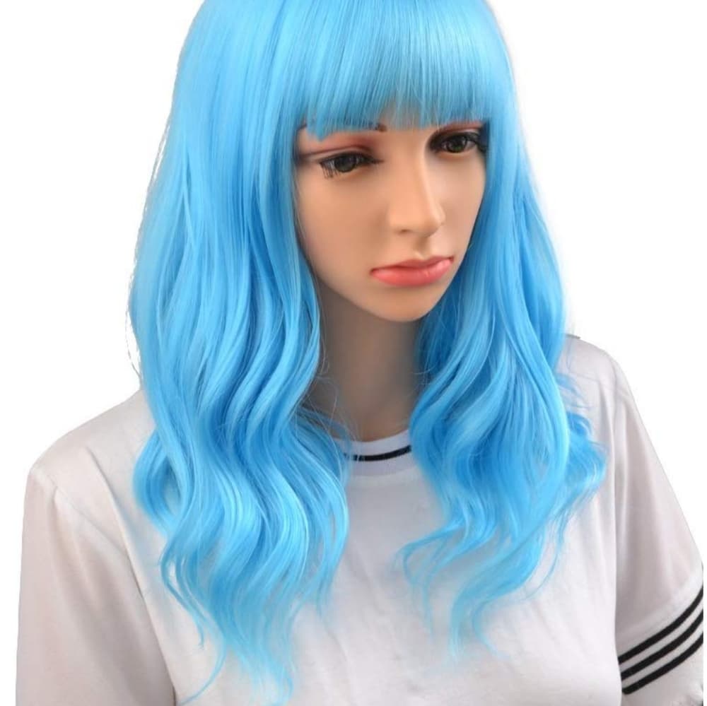 Blue Beauty with Bangs Full Wig - Thumbnail 2