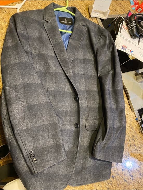London Fog Men's Dark Gray Plaid Sport Coat - Thumbnail 6