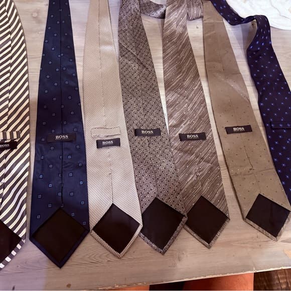 Hugo Boss Assorted Patterned Ties in Blue, Gray, and Tan - Thumbnail 2