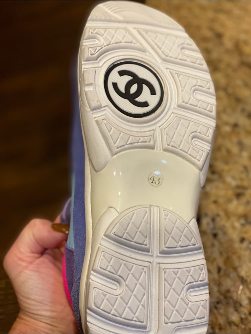 CHANEL Purple, Light Blue & Pink Suede Sport Sneakers - Thumbnail 4