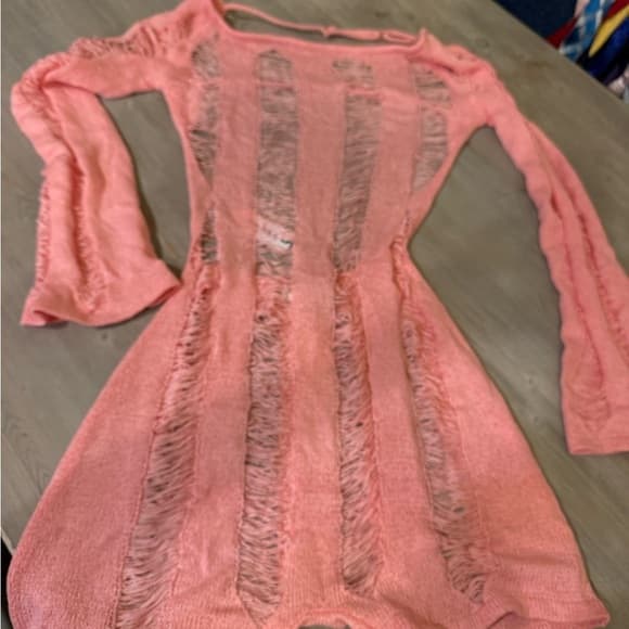TicToc pink knit romper cover up sz medium - Thumbnail 5