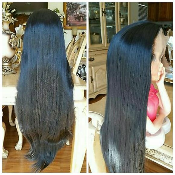 Black Human Hair Blend Lacefront Wig 24-28 inches! - Thumbnail 5