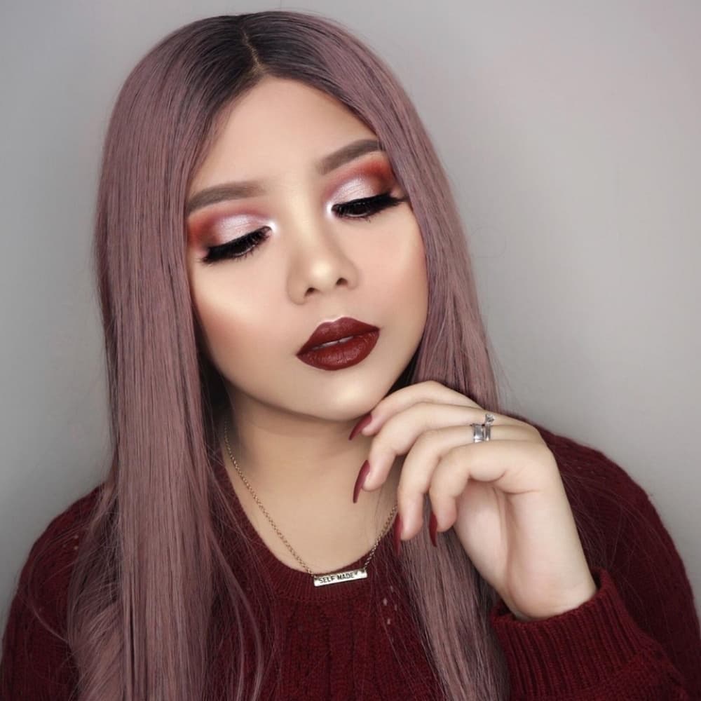 Smoky Purple Pink Lace Front Wig - Thumbnail 2