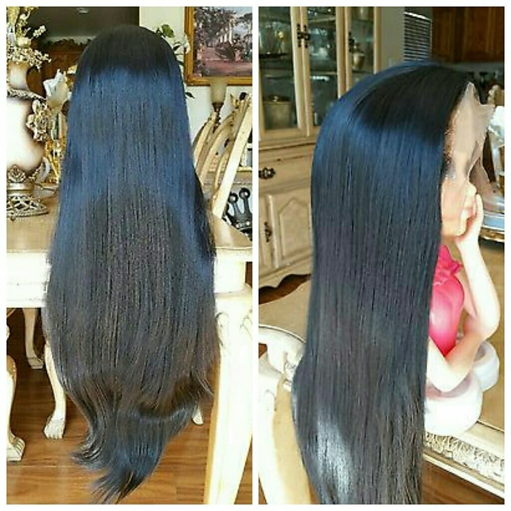 Black Human Hair Blend Lacefront Wig 24-28 inches! - Thumbnail 4