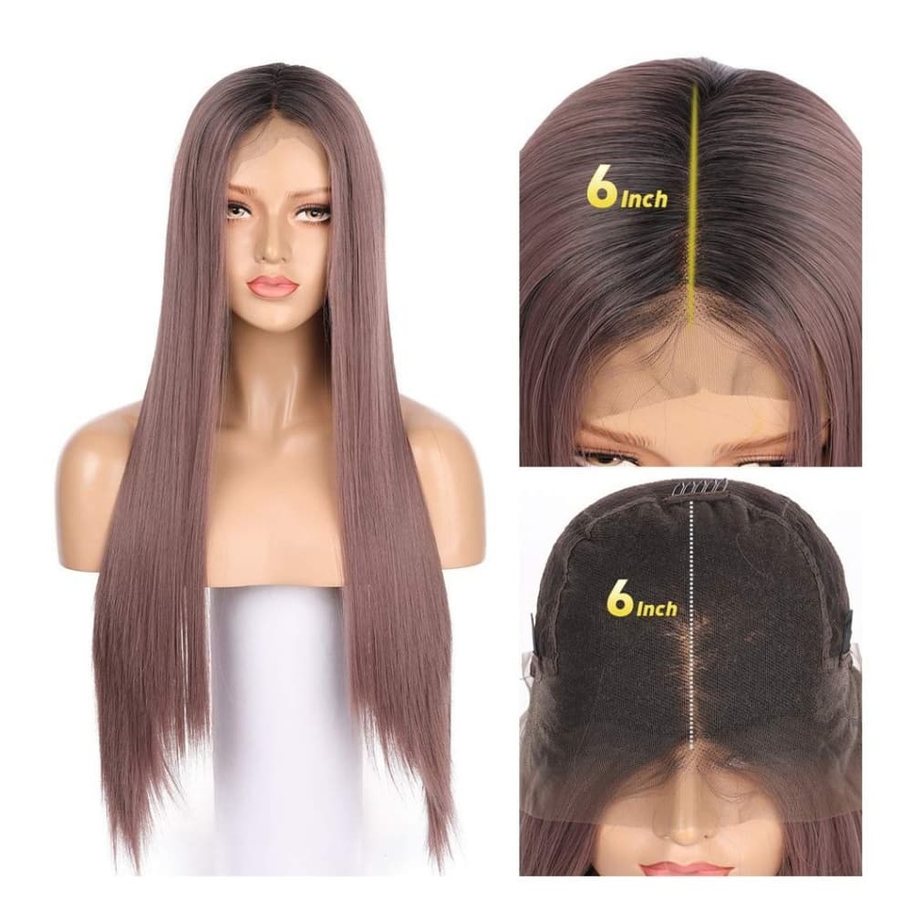 Smoky Purple Pink Lace Front Wig - Thumbnail 3