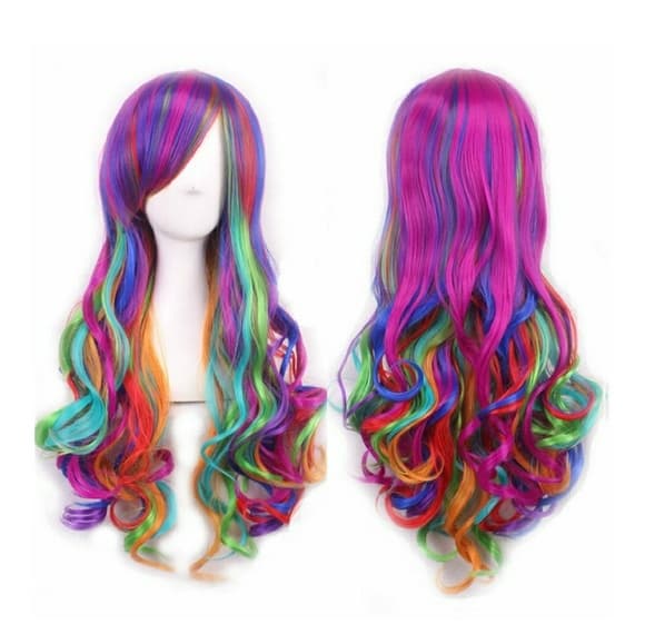 Rainbow Beauty Long Curly Wig - Thumbnail 4