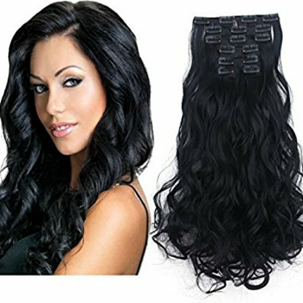 Black Wavy Full Head Clip in Extension - Thumbnail 3