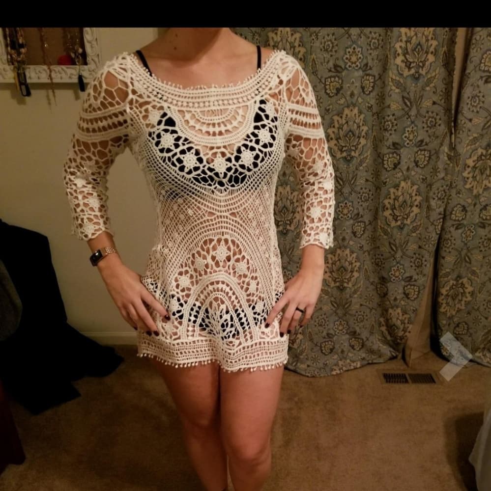 White Lace Beauty Bikini Cover Up