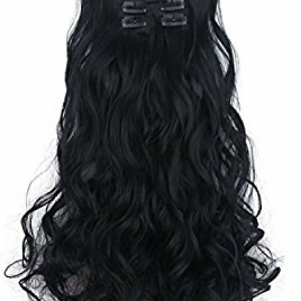 Black Wavy Full Head Clip in Extension - Thumbnail 2