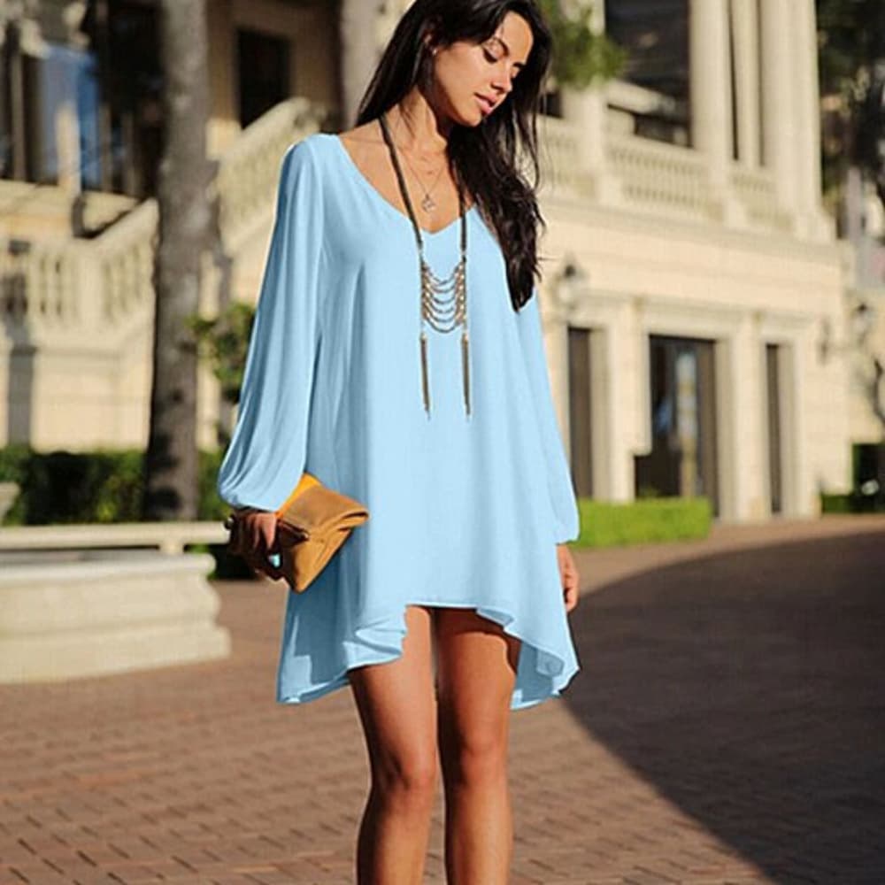 Beautiful Mini Chiffon Dress - Thumbnail 7