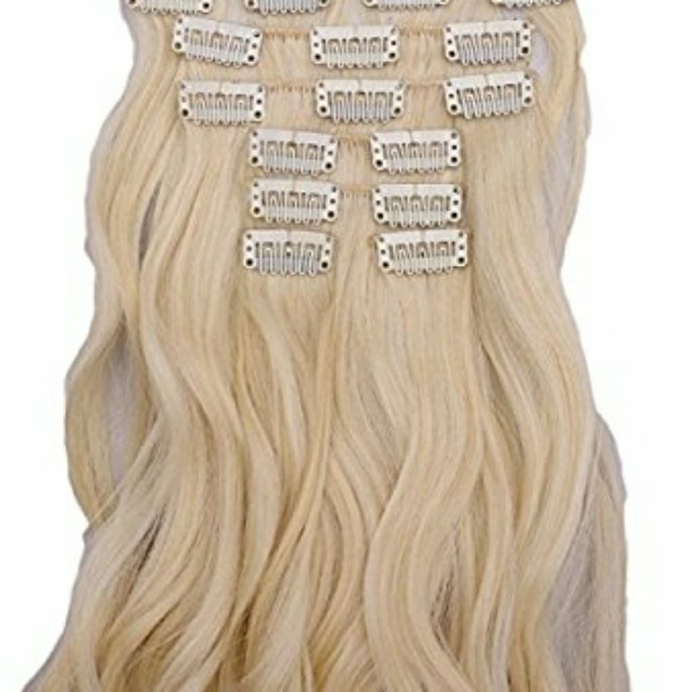 Blonde Curly Wave Full Head Clip in Extension