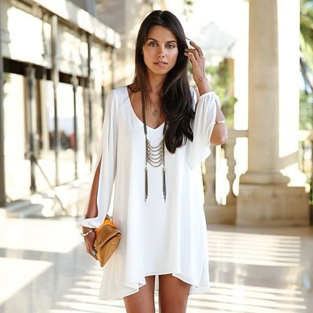 Beautiful Mini Chiffon Dress - Thumbnail 3