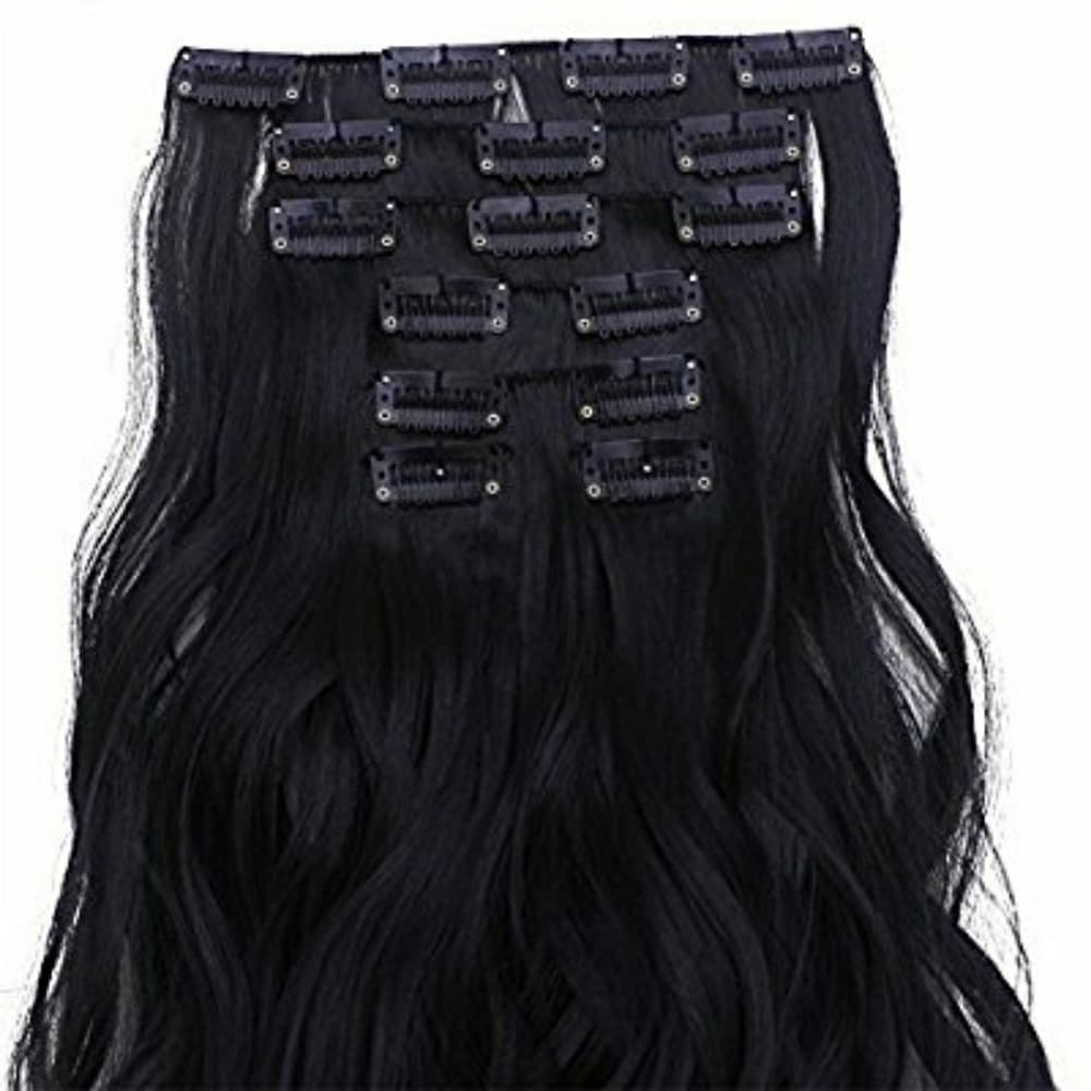 Black Wavy Full Head Clip in Extension