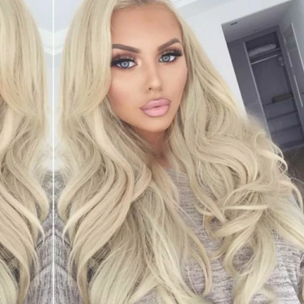 Blonde Curly Wave Full Head Clip in Extension - Thumbnail 4