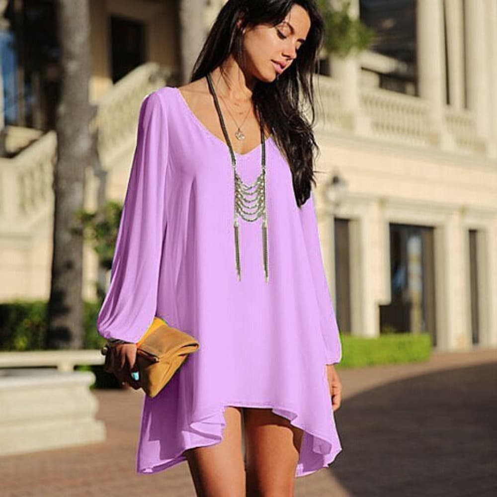 Beautiful Mini Chiffon Dress - Thumbnail 4