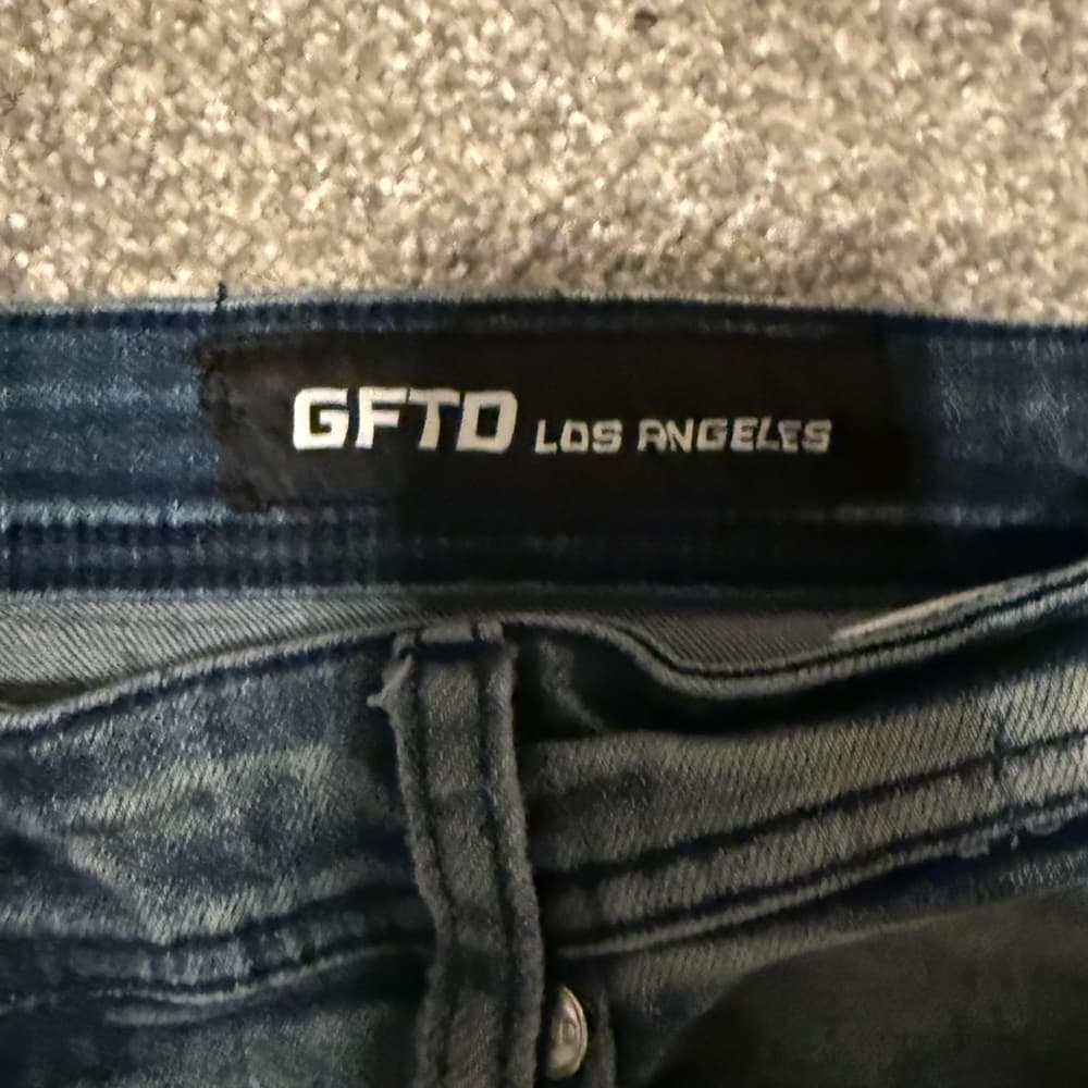 GTFO las angeles Distressed Blue Jeans with Paint Splatter - Thumbnail 2