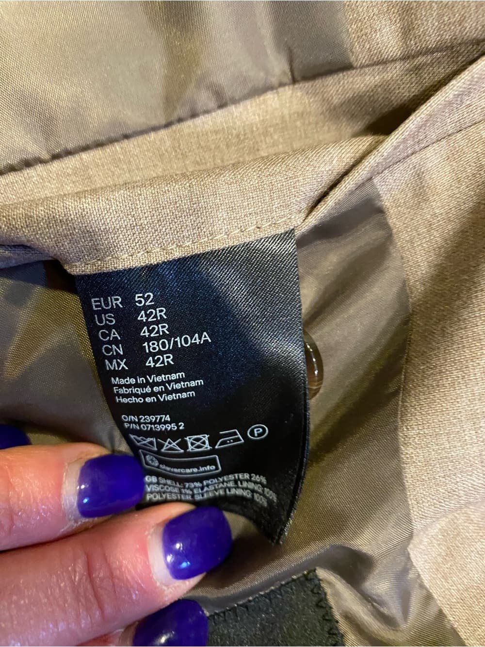 H&M Men's Taupe Two-Button Blazer sz 42R - Thumbnail 2
