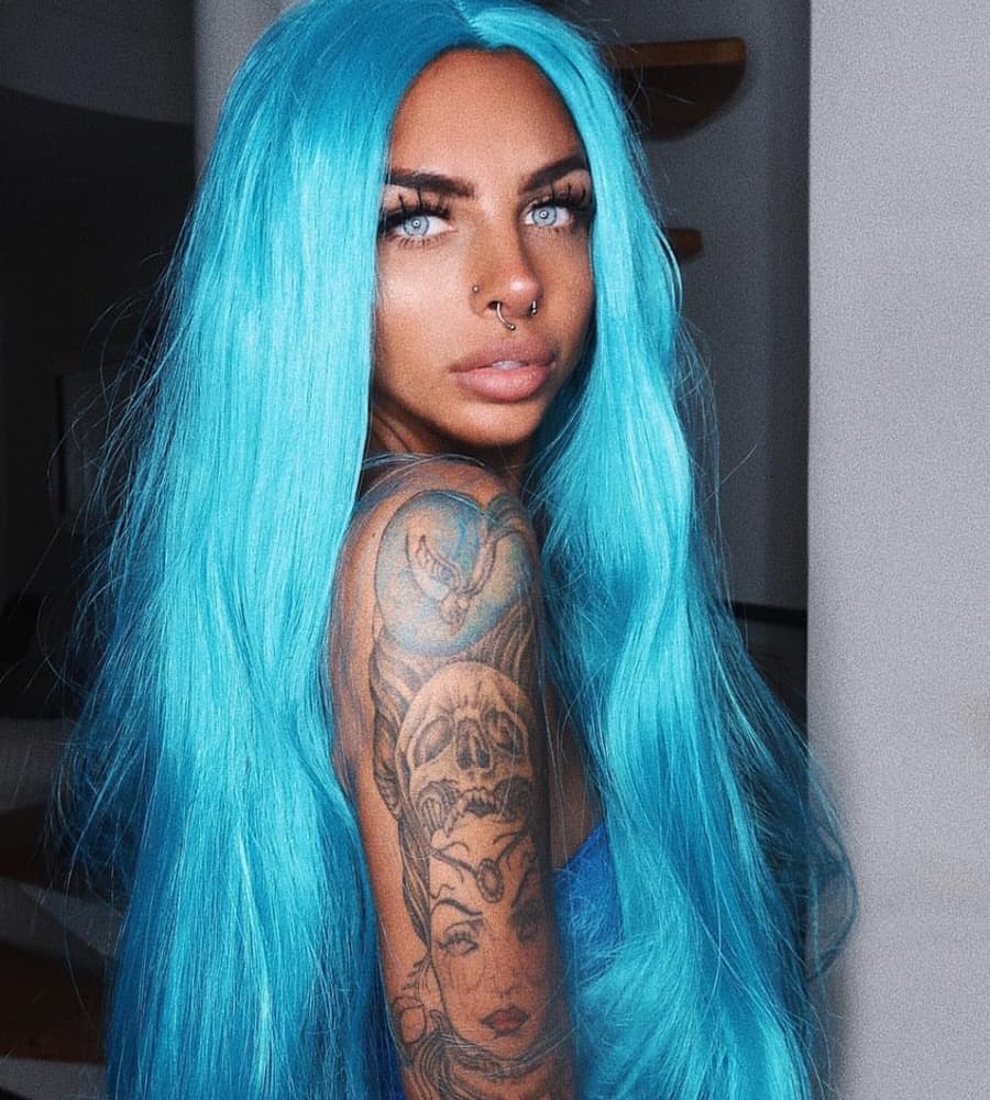 Turquoise Blue Beauty Lace Front Wig - Thumbnail 5