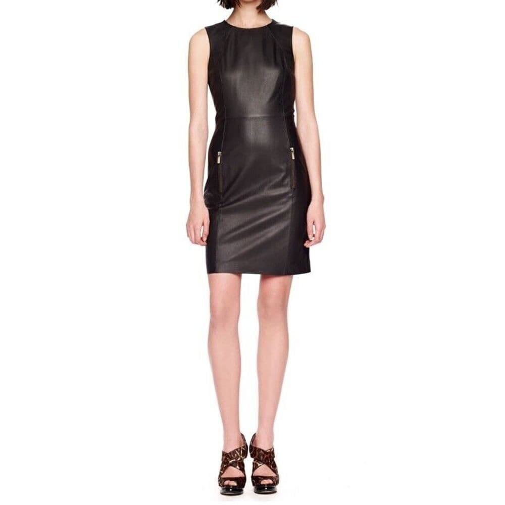 Michael Kors Sheath Leather Dress knee length Black sz 6 US - Thumbnail 9