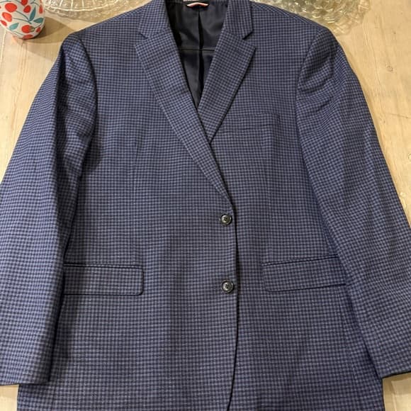 Tommy Hilfiger Blue Check 2-button Mens blazer 48R Polyester blend - Thumbnail 4