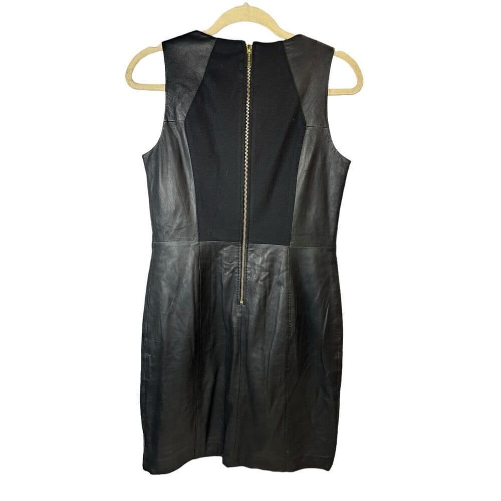 Michael Kors Sheath Leather Dress knee length Black sz 6 US - Thumbnail 4