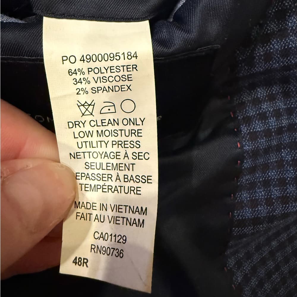 Tommy Hilfiger Blue Check 2-button Mens blazer 48R Polyester blend - Thumbnail 2