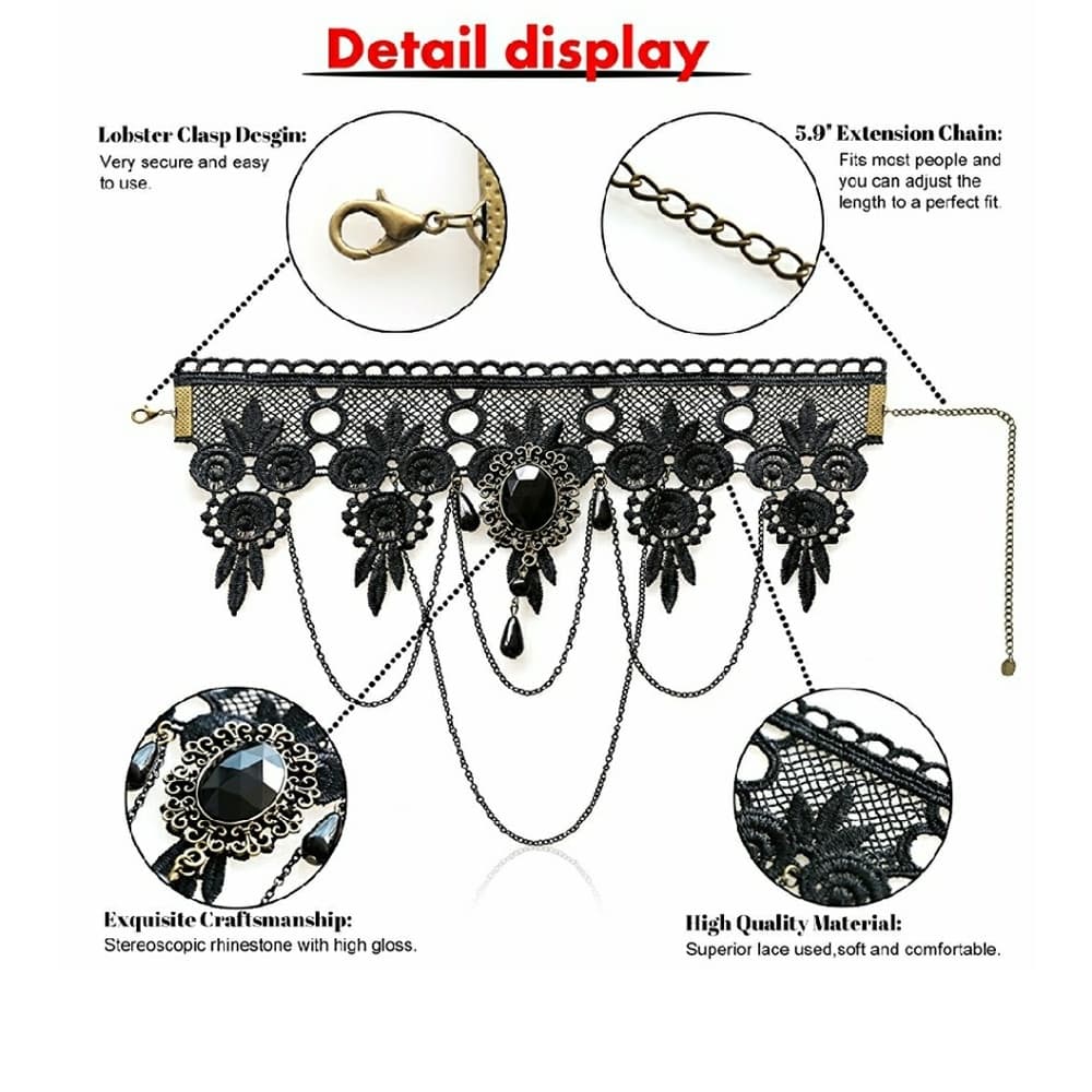 Black Vintage Exotic Beauty Choker - Thumbnail 2