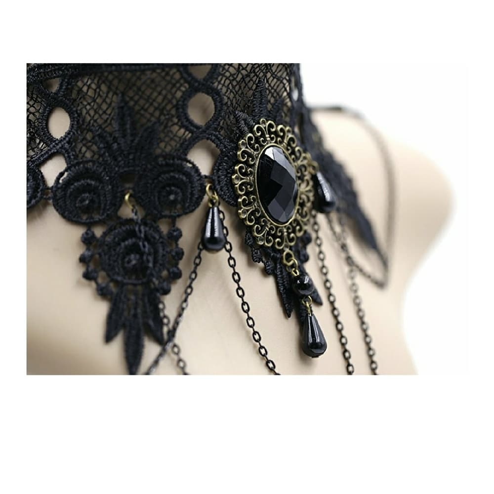 Black Vintage Exotic Beauty Choker - Thumbnail 3
