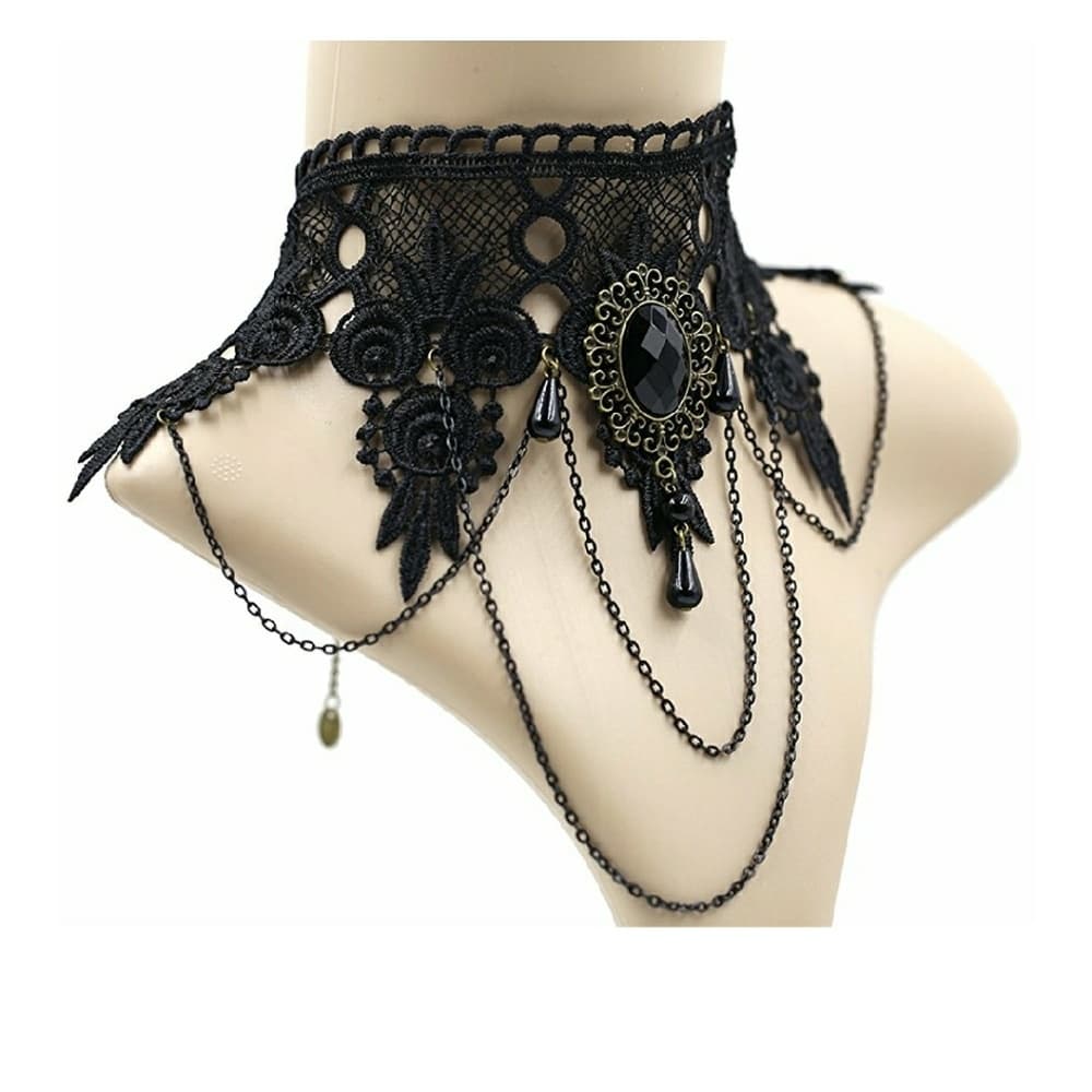 Black Vintage Exotic Beauty Choker - Thumbnail 4