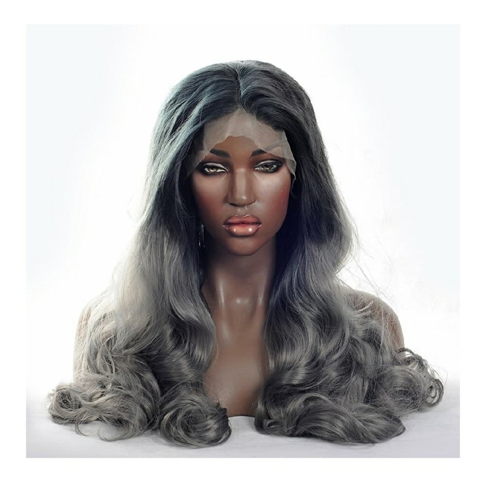 Gray Black Bodywave Beauty Lacefront Wig 22-24inch - Thumbnail 2