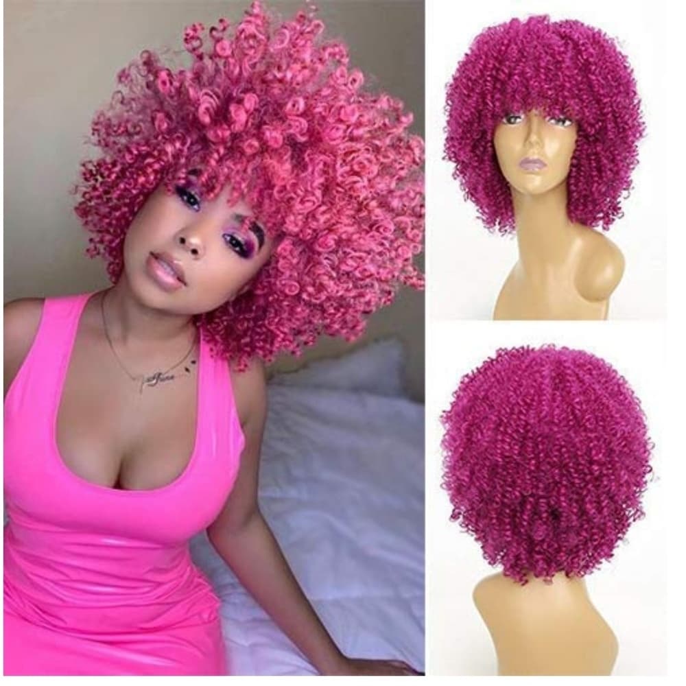 Pink Curly Beauty Lace Front Wig - Thumbnail 4
