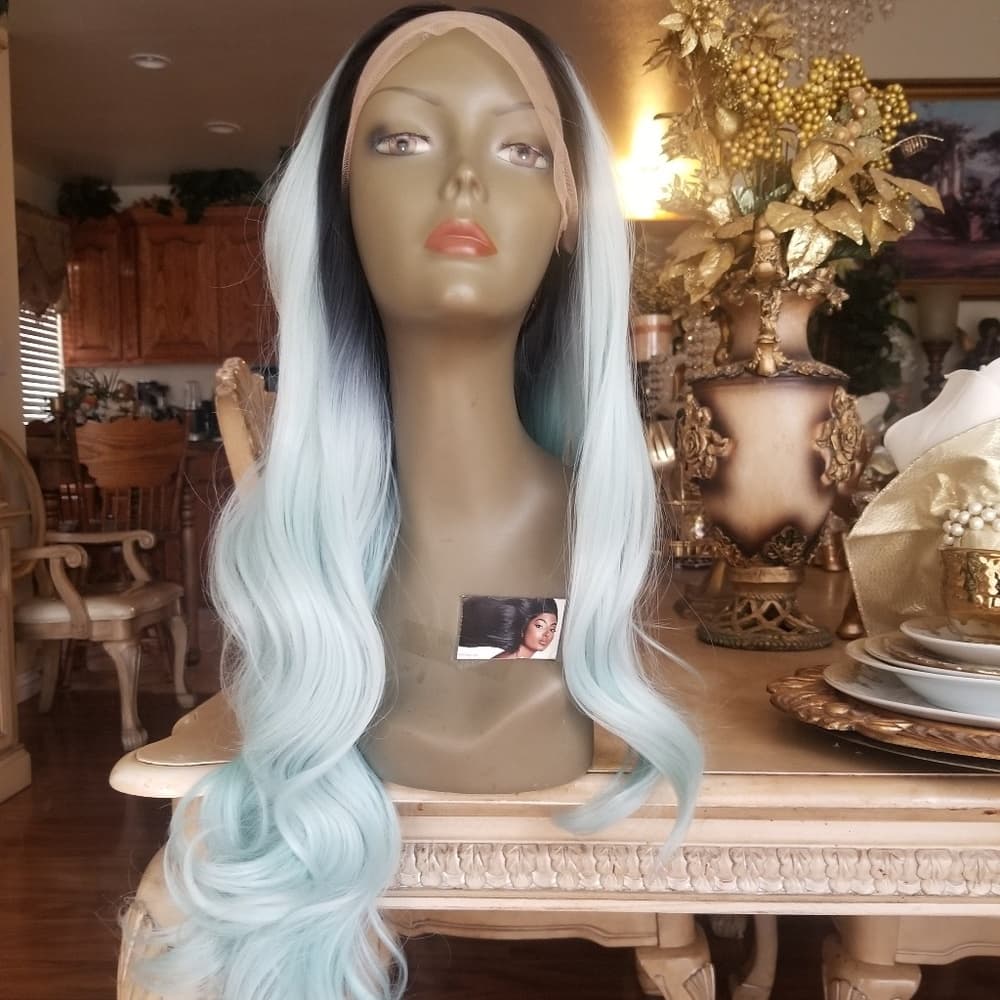 Ombre Mint Green Lace Front Wig - Thumbnail 3