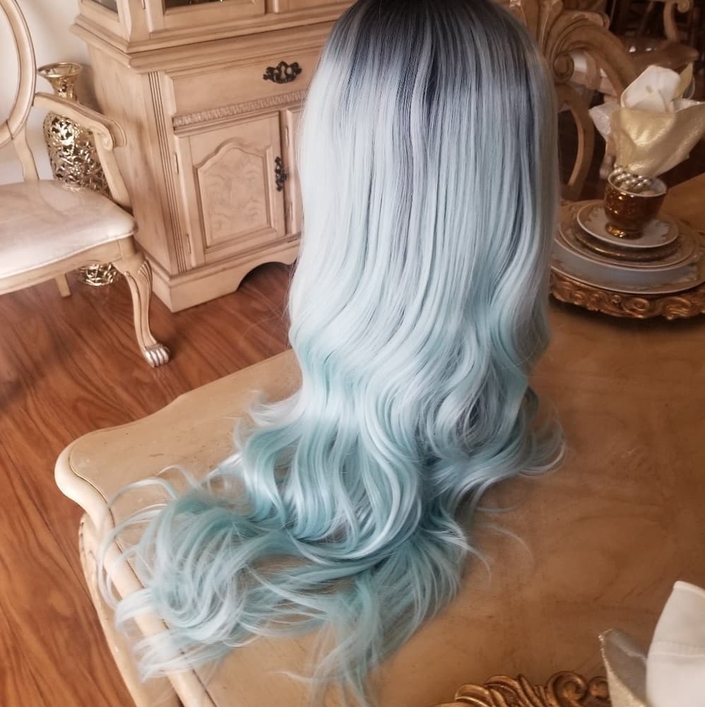 Ombre Mint Green Lace Front Wig