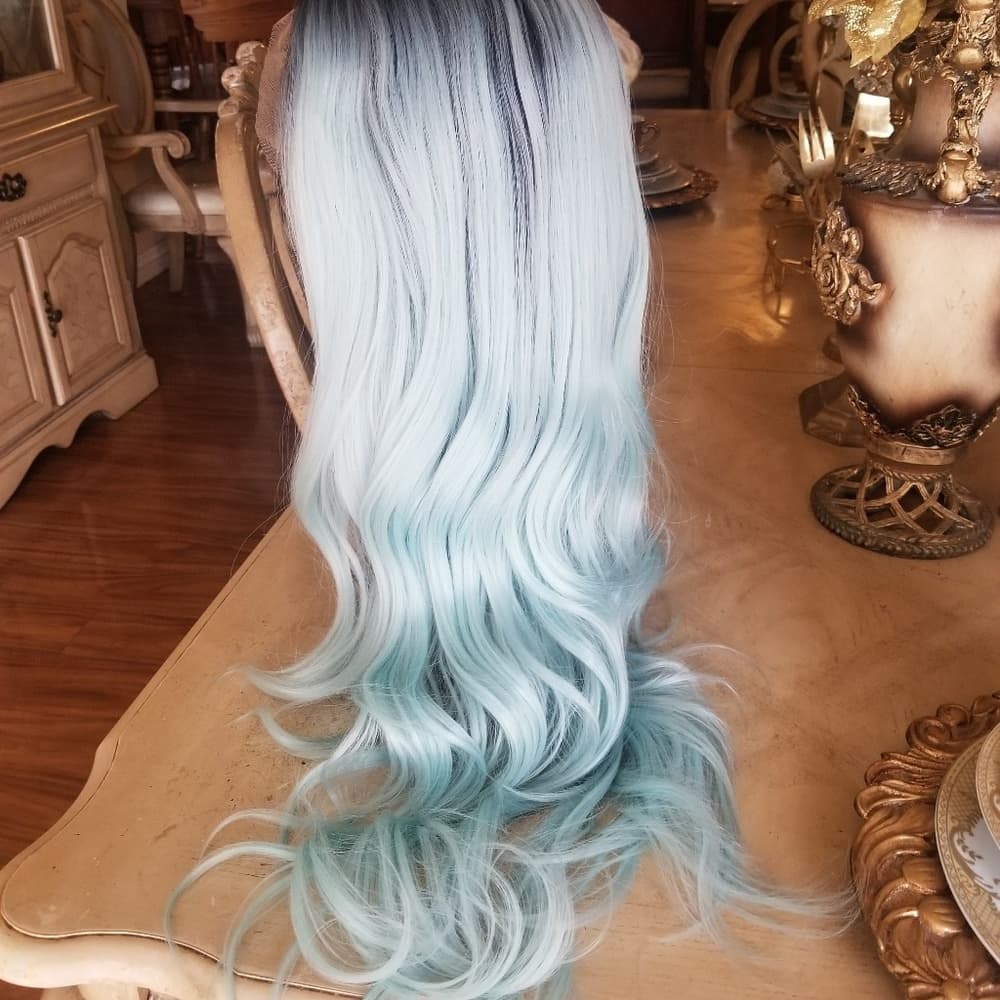 Ombre Mint Green Lace Front Wig - Thumbnail 5