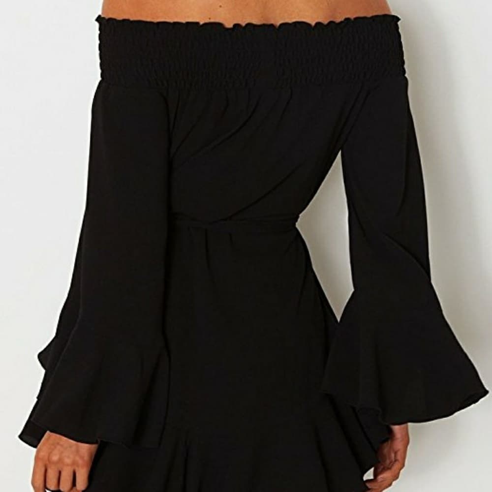 Flared Hem Off Shoulder Dress